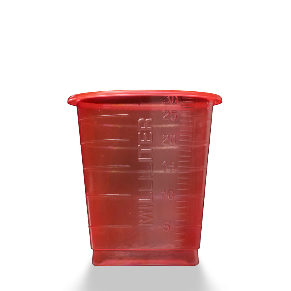 PP Eco Einmal Medizinbecher, 30 ml, graduiert, rot, Med-Comfort Eco