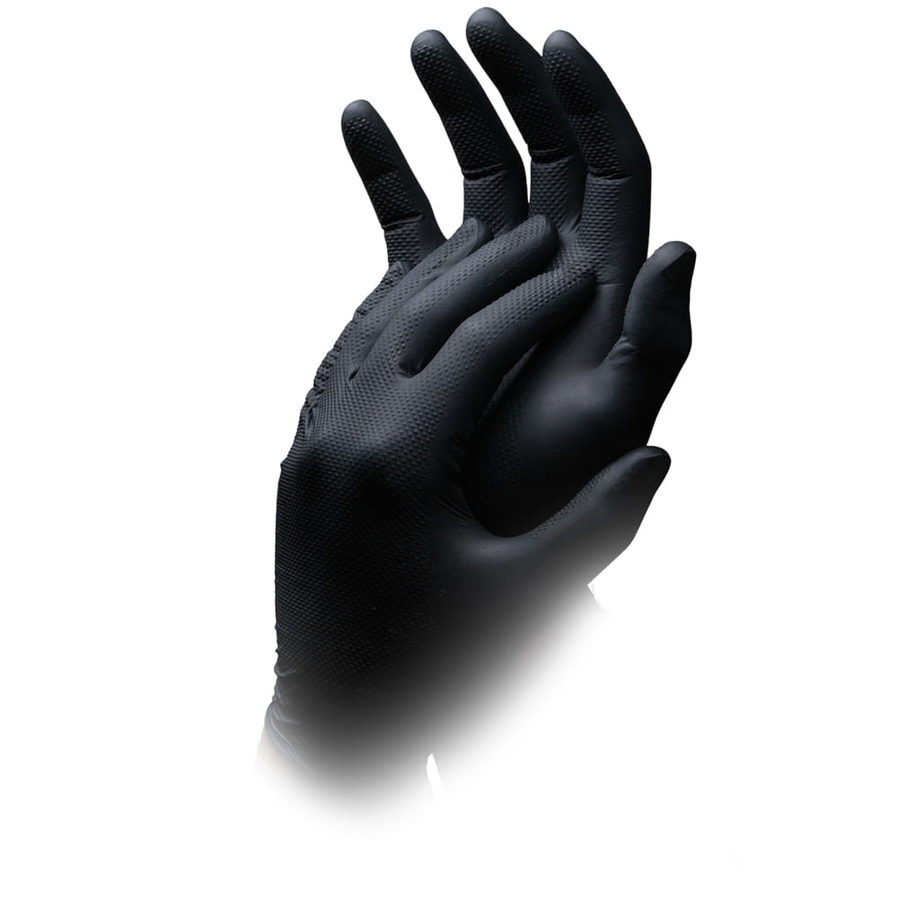 High Grip Einmalhandschuh aus Nitril, Größe XL, schwarz, SolidSafety