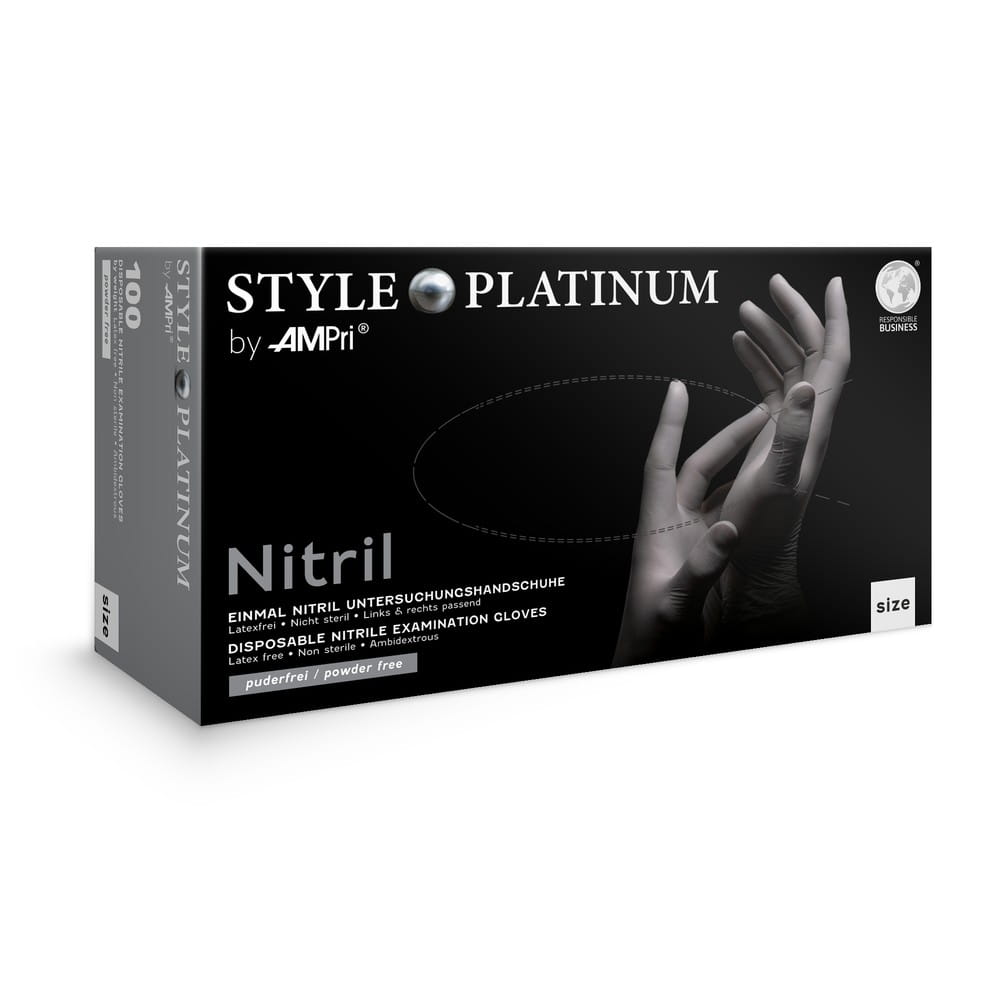 Nitrilhandschuhe, silbergrau, platinum, Größe XS, puderfrei, Style PLATINUM by Med-Comfort