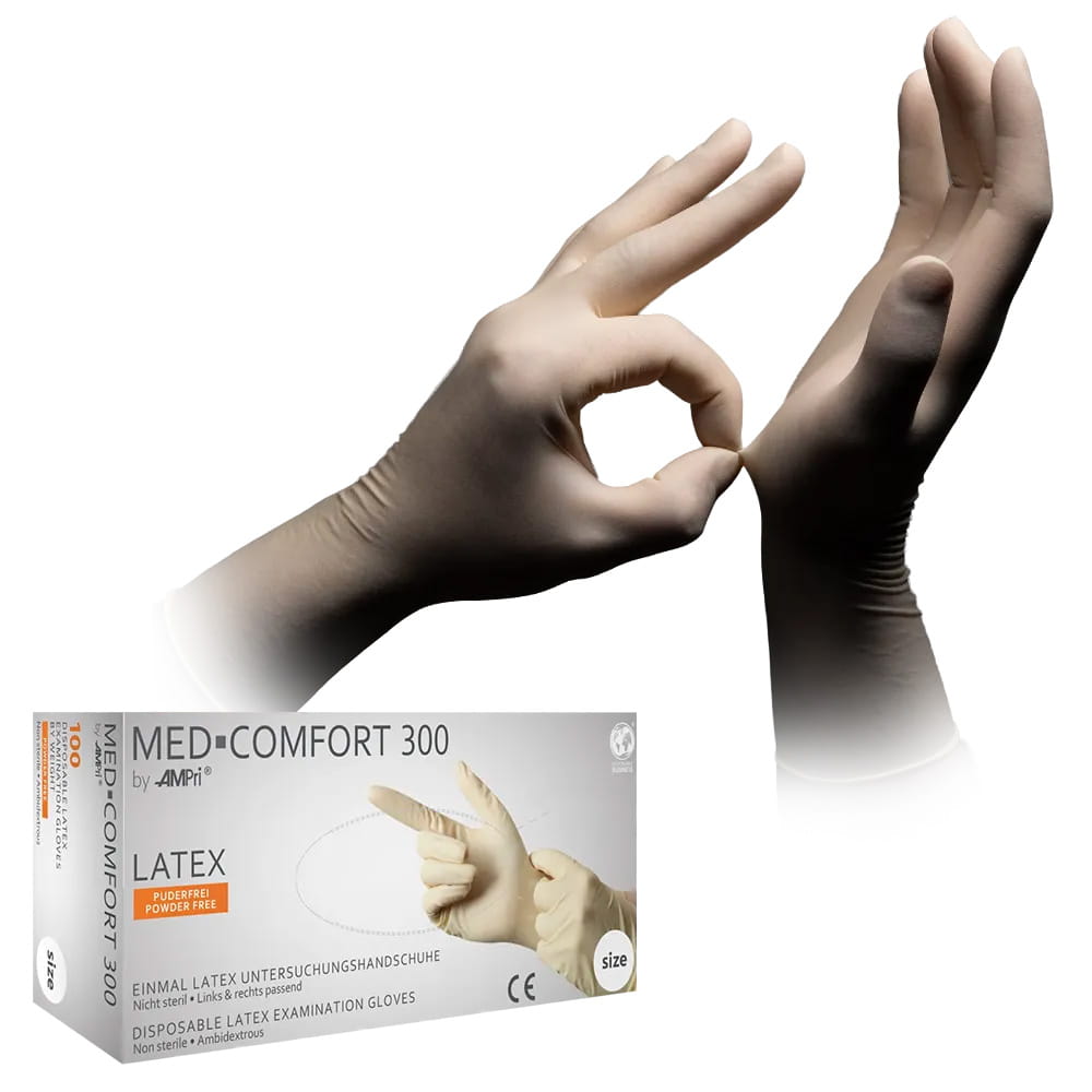Latexhandschuhe, weiß, Größe XL, puderfrei, Med-Comfort 300 Latexhandschuhe, weiß, Größe XL, puderfrei, Med-Comfort 300