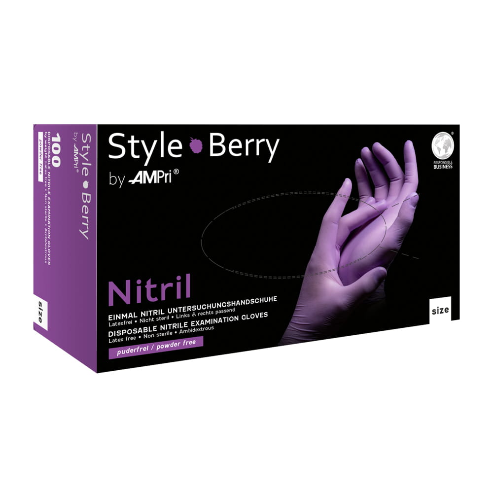 Nitrilhandschuhe, lila, Größe L, puderfrei, Style Berry by Med-Comfort