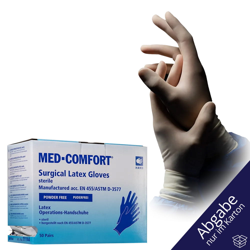 OP-Handschuhe, Latex Einmalhandschuhe, puderfrei, weiß, Gr. 8,0, Med-Comfort