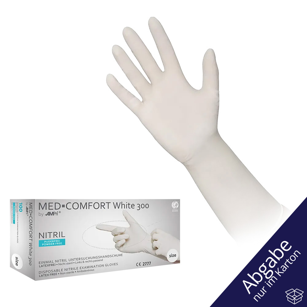 Nitrilhandschuhe, weiß, Größe M, puderfrei, Puracomfort white 300