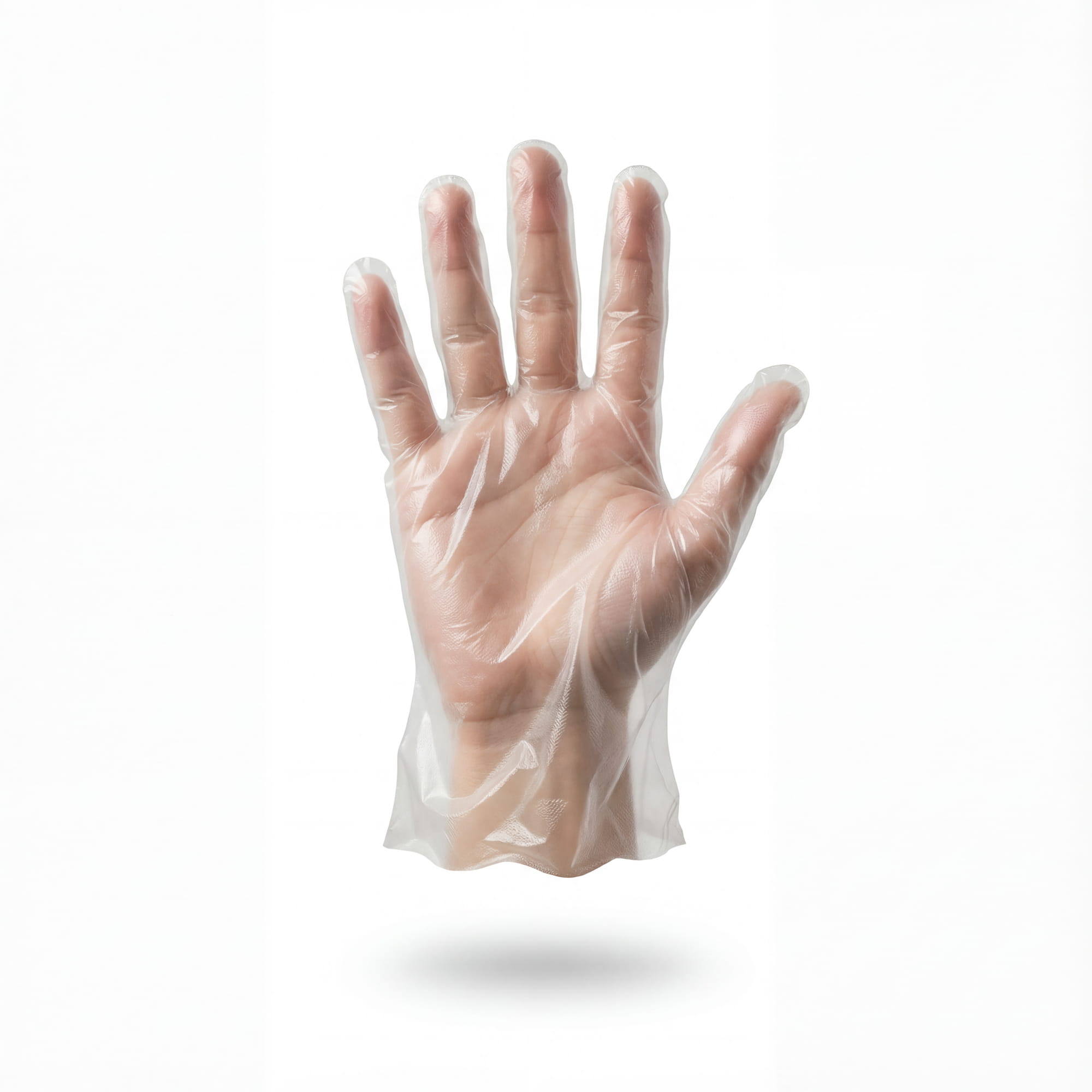 PE Handschuh, transparent, milchig, Größe S (Damen), gehämmert, Med-Comfort