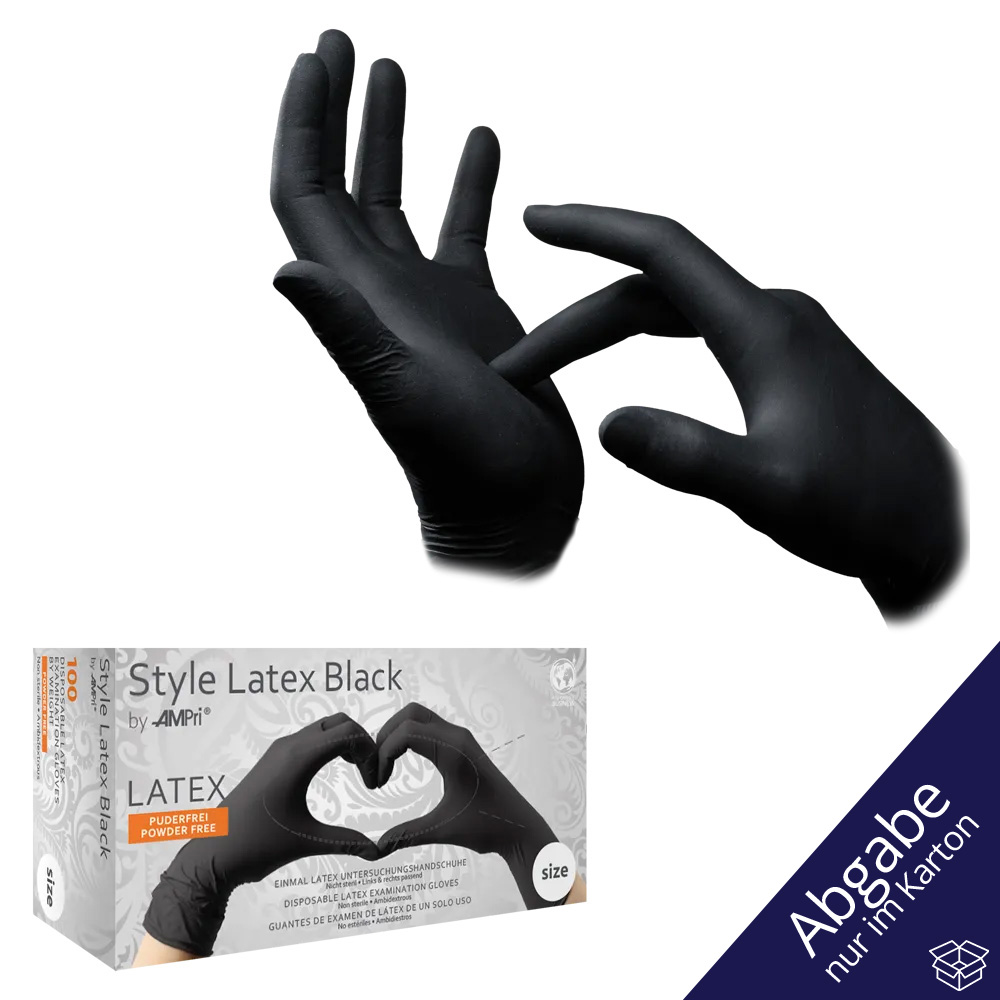 Latexhandschuhe, schwarz, Größe S, puderfrei, Style Latex Black