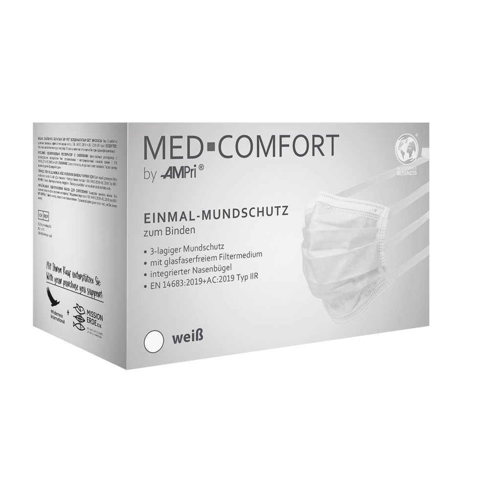 OP Maske zum Binden, weiß, Typ IIR, Med-Comfort