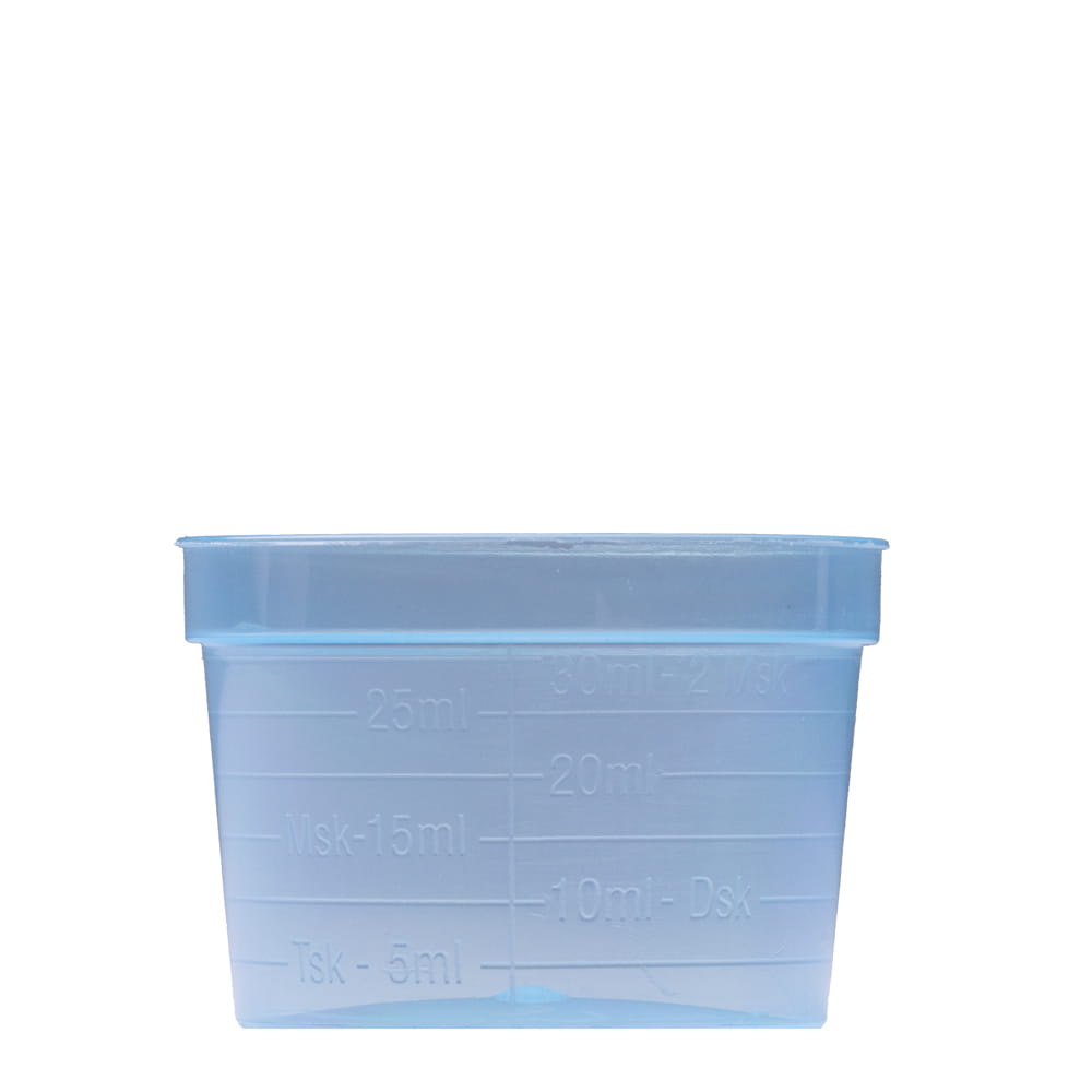 PP Medizinbecher, Farbe blau, 30 ml, graduiert