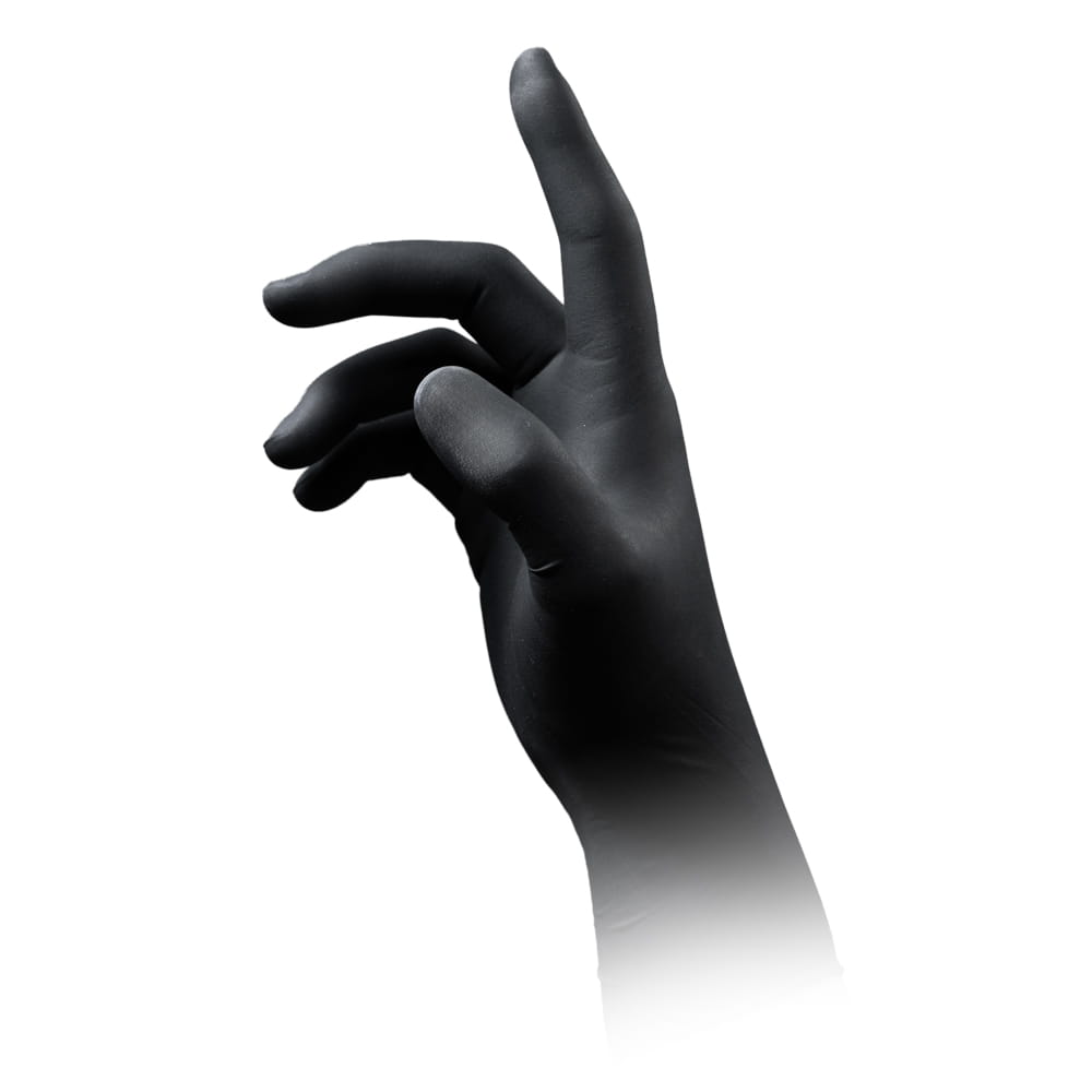 Latexhandschuhe mit Überlänge schwarz, Größe L, puderfrei, Black 300 Latex