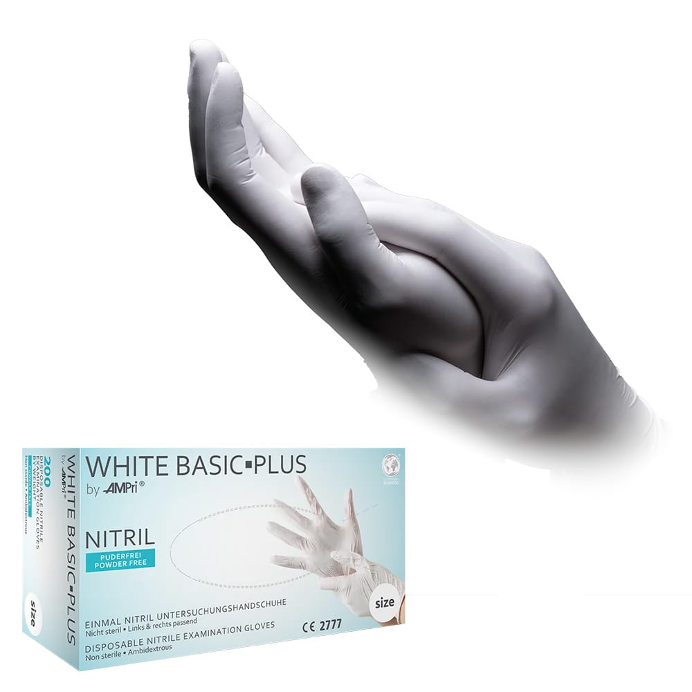 Nitrilhandschuhe, weiß, 200 Stück/Box, Größe S, puderfrei, white Basic-Plus Nitrilhandschuhe, weiß, 200 Stück/Box, Größe S, puderfrei, white Basic-Plus