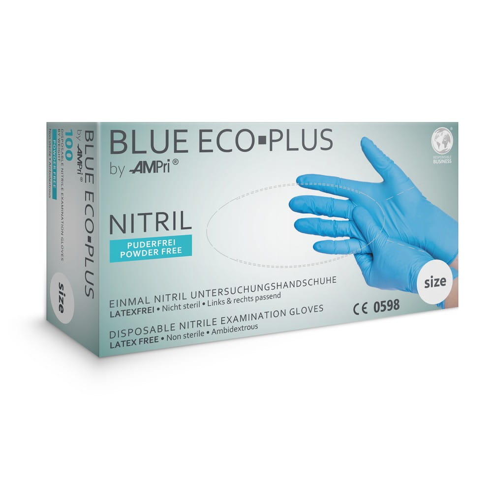 Nitrilhandschuhe, blau, Größe L, puderfrei, blue Eco-Plus
