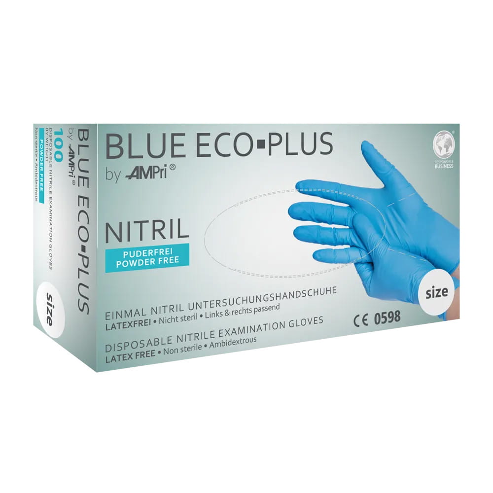 Nitrilhandschuhe, blau, Größe M, puderfrei, blue Eco-Plus