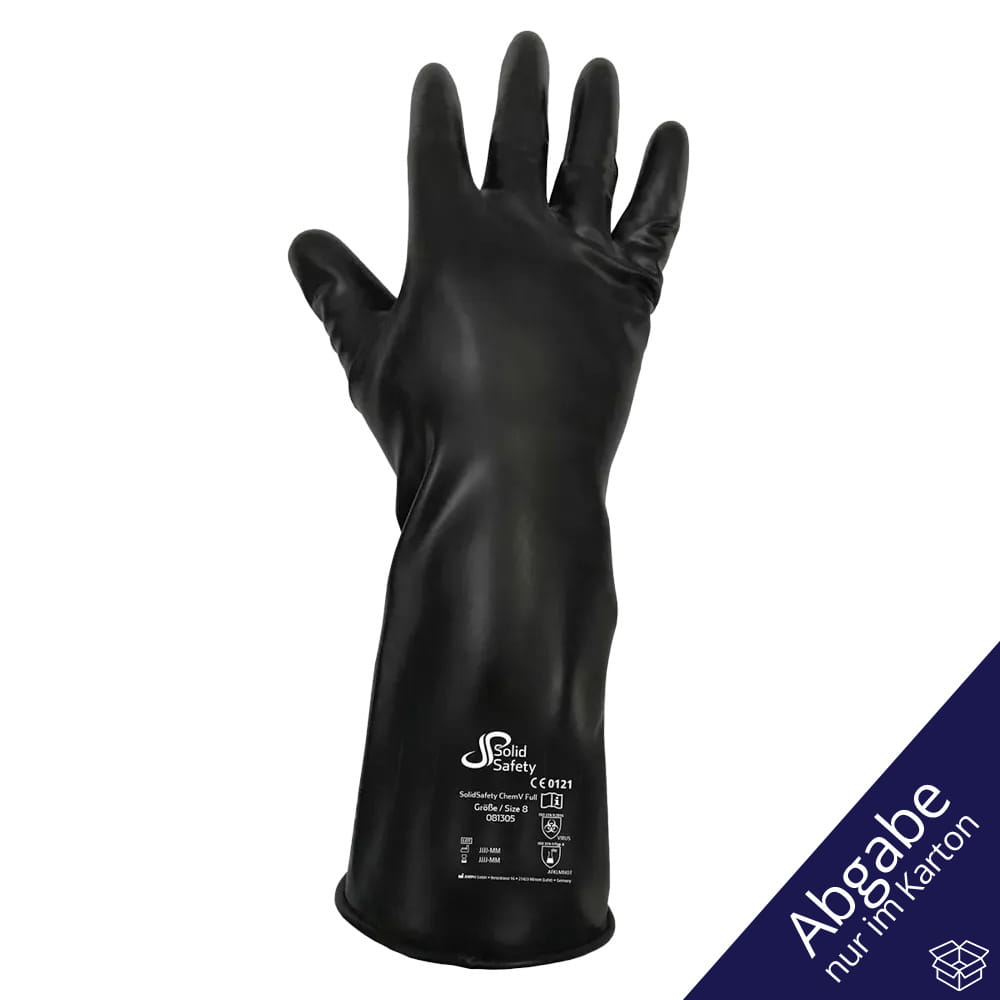 Chemikalienschutzhandschuh, Typ A, Größe 8, schwarz, Solidsafety ChemV Full