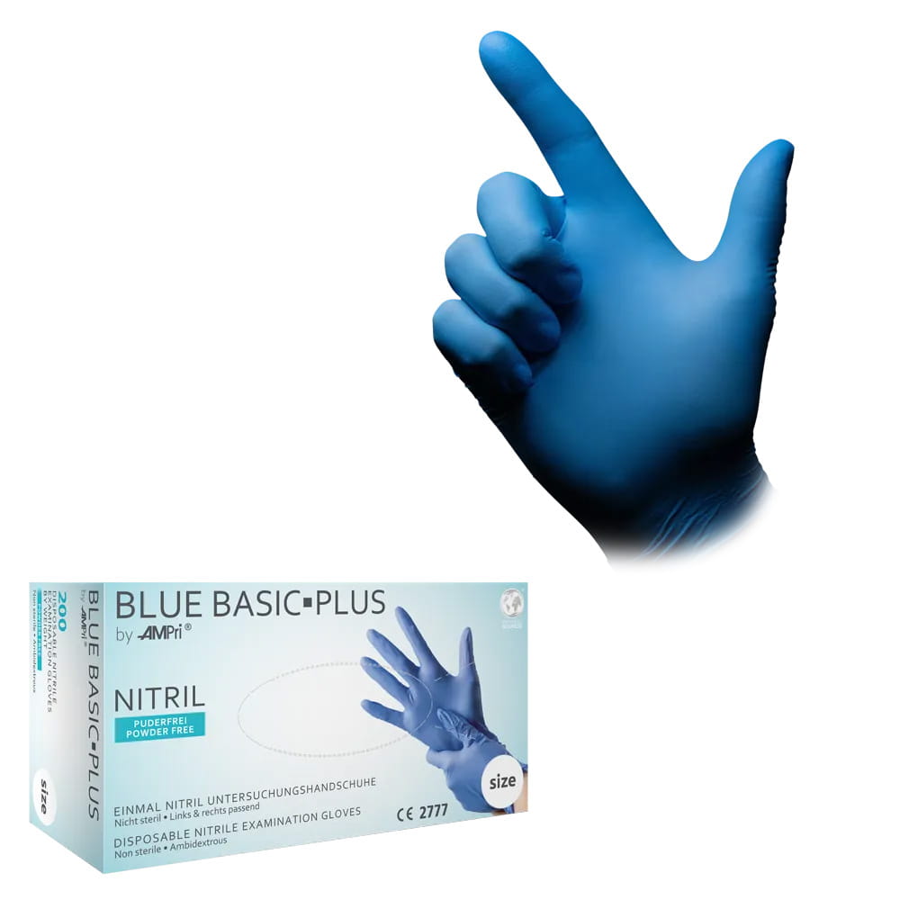 Nitrilhandschuhe, blau, 200 Stück/Box, Größe M, puderfrei, blue Basic-Plus Nitrilhandschuhe, blau, 200 Stück/Box, Größe M, puderfrei, blue Basic-Plus