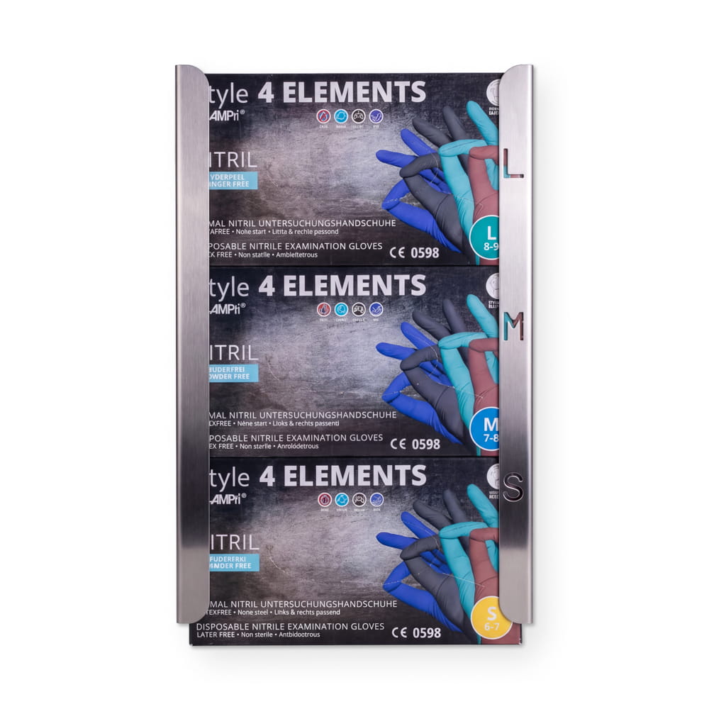 Einmalhandschuh Spender, Handschuh-Dispenserhalter, 217 x 366 x 62 mm, Edelstahl