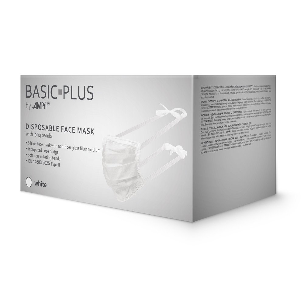 OP Maske zum Binden, weiss, 3-lagig, Typ II, Basic-Plus