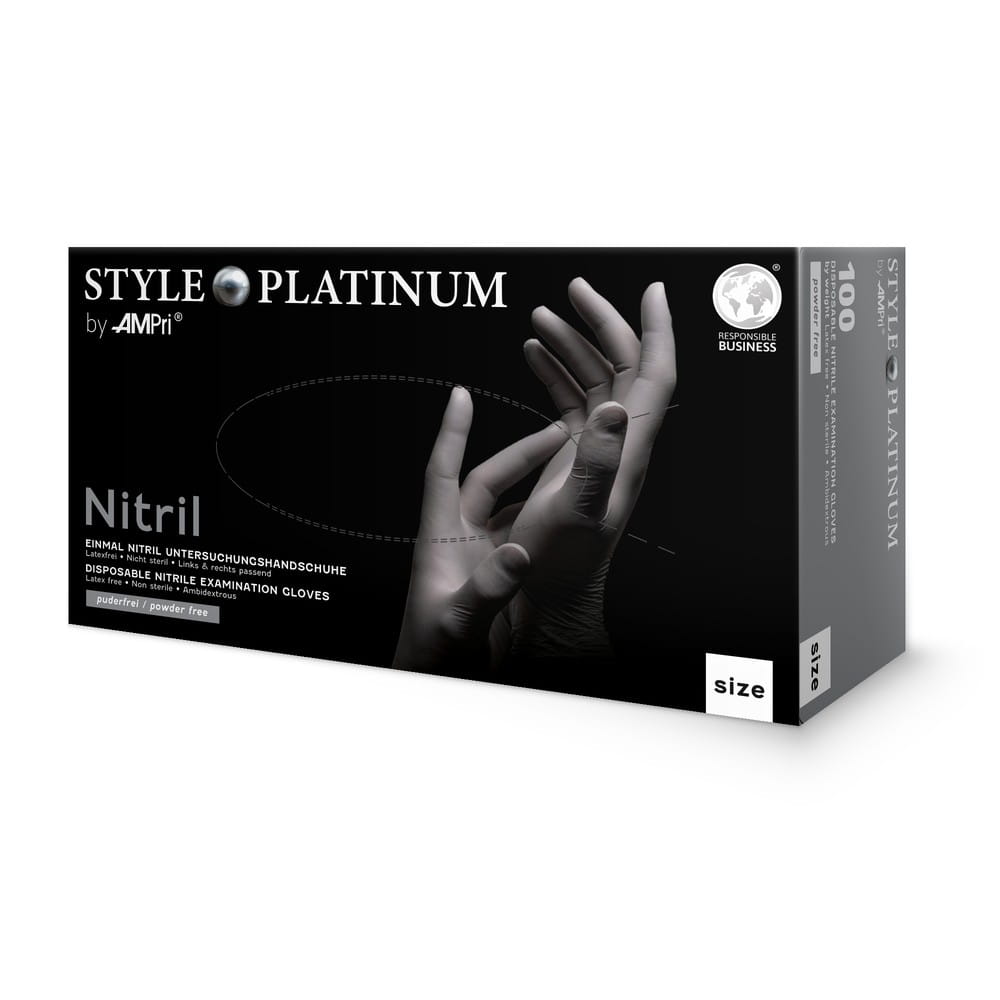 Nitrilhandschuhe, silbergrau, platinum, Größe XS, puderfrei, Style PLATINUM by Med-Comfort