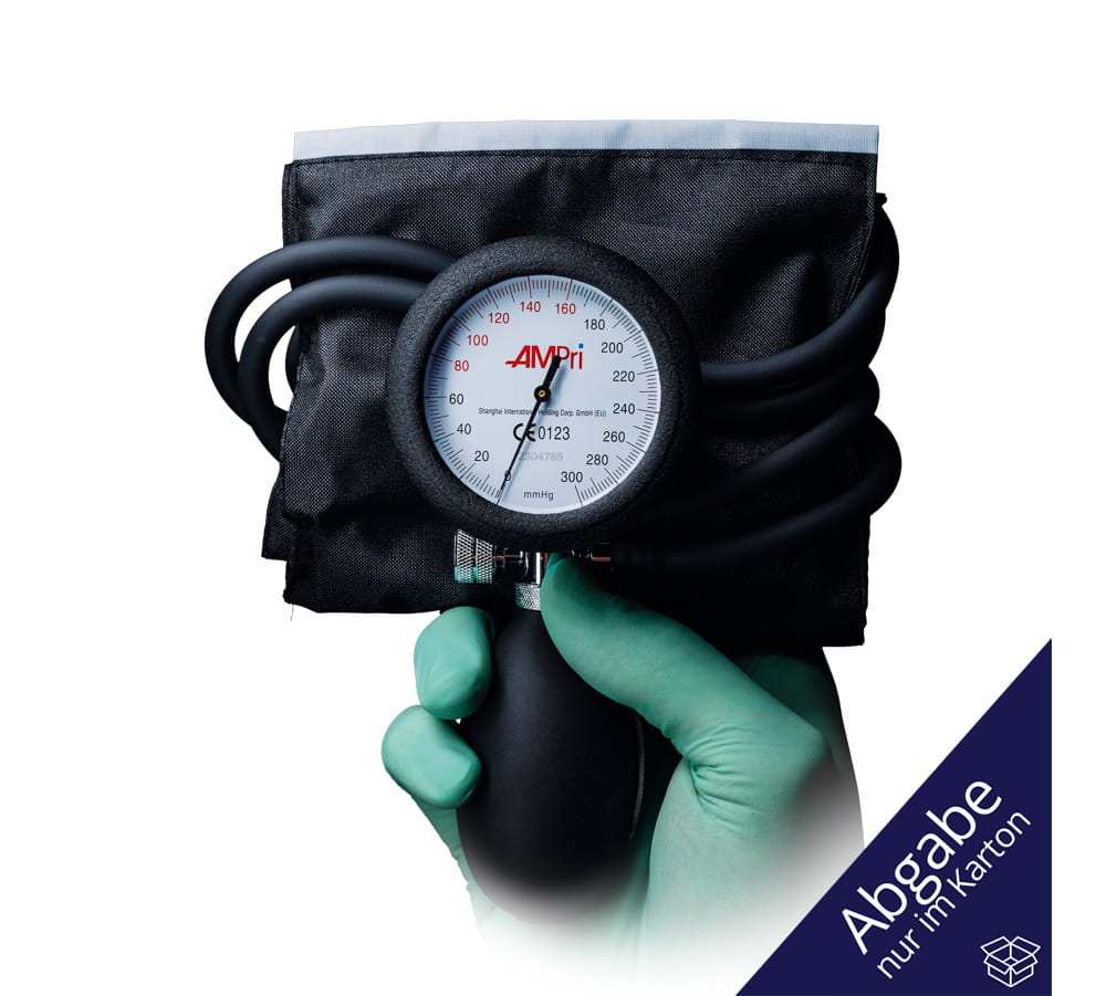 Oberarm Aneroid Blutdruckmessgerät, schwarz, mit Klettmanschette, Med-Comfort