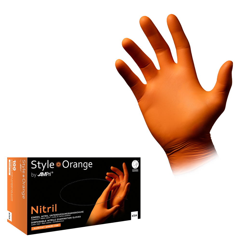 Nitrilhandschuhe, orange, Größe XS, puderfrei, Style orange by Med-Comfort