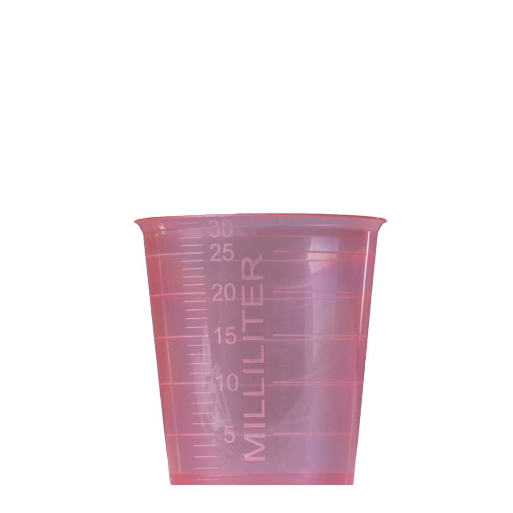 PP Medizinbecher, Farbe rot, 30 ml, graduiert