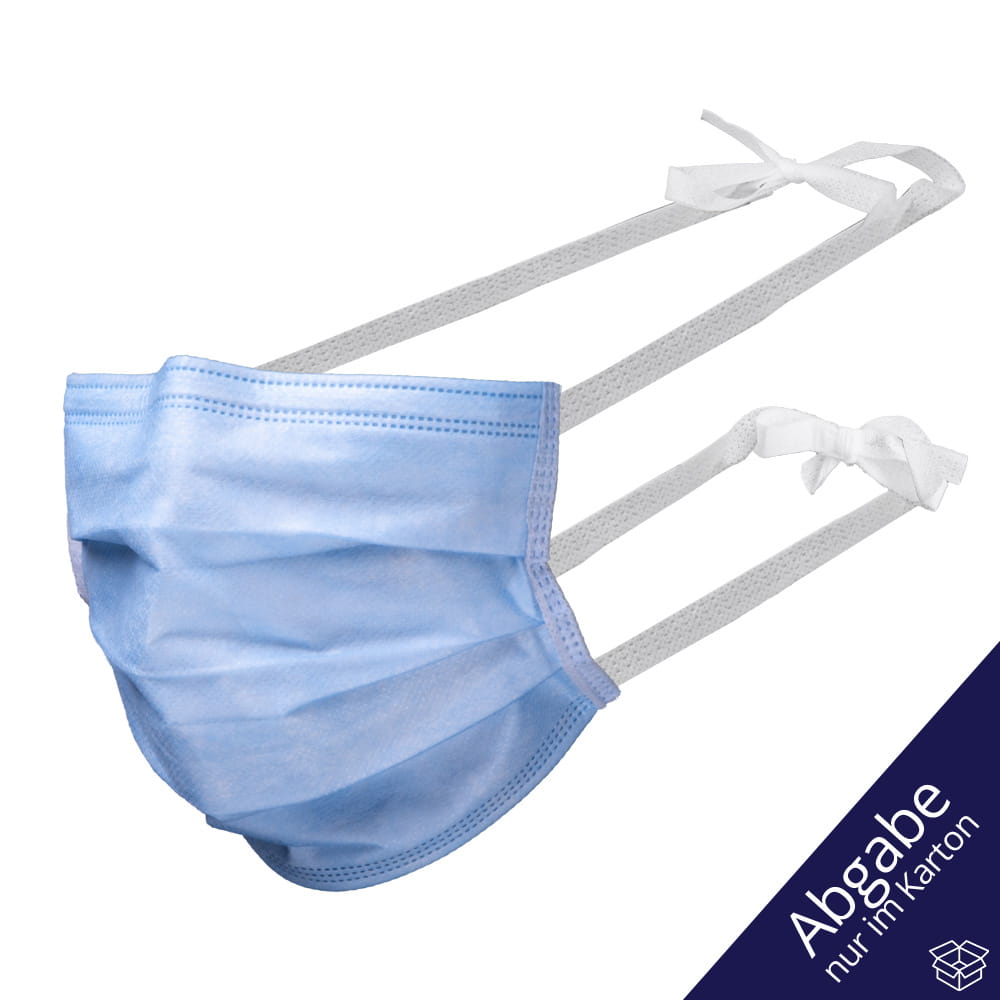 OP-Maske, blau, mit Antibeschlag-Funktion, FOG STOP, 4-lagig, zum Binden, Med-Comfort