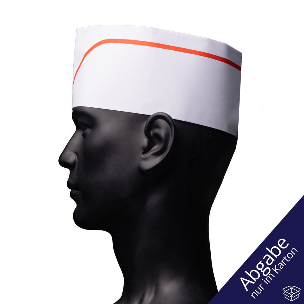 Papierschiffchen mit Vlieskrone, Farbe weiß mit rotem Streifen