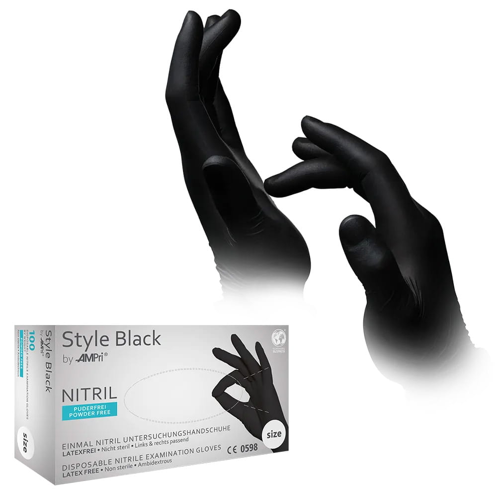 Nitrilhandschuhe, schwarz, Größe M, puderfrei, Style Black by Med-Comfort Nitrilhandschuhe, schwarz, Größe M, puderfrei, Style Black by Med-Comfort