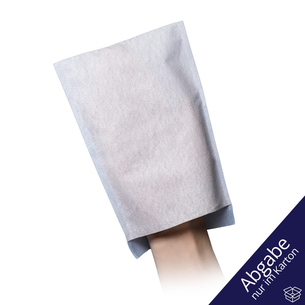 Einweg Waschhandschuh, weiß, blau, PE-Innenbeschichtung, Med-Comfort