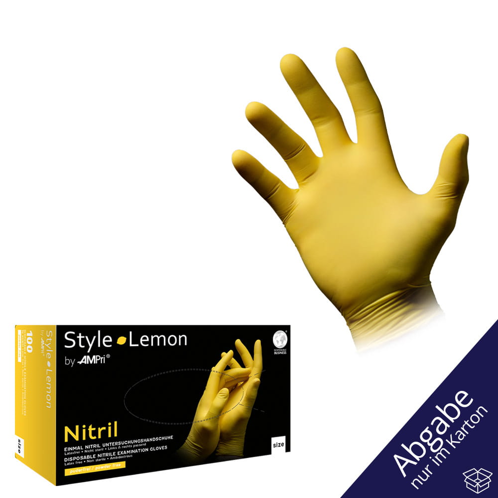 Nitrilhandschuhe, gelb, Größe M, puderfrei, Style Lemon by Med-Comfort