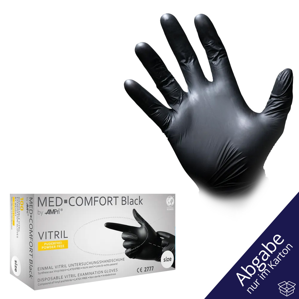 Vitrilhandschuhe, schwarz, Größe L, puderfrei, Med-Comfort Vitril