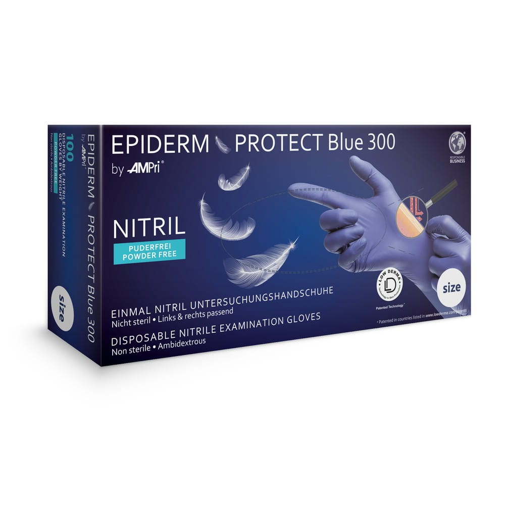 Nitrilhandschuhe, blau, Größe XL, puderfrei, Epiderm Protect Blue 300 by Med-Comfort