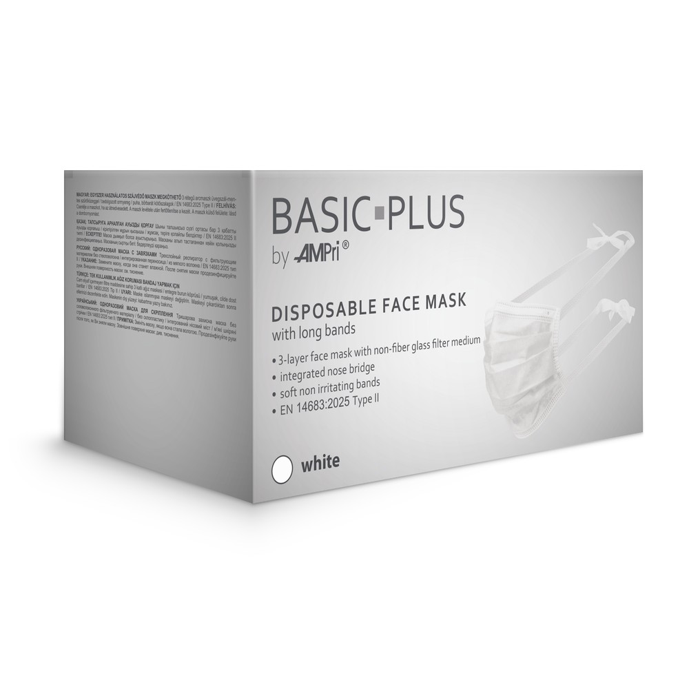 OP Maske zum Binden, weiss, 3-lagig, Typ II, Basic-Plus