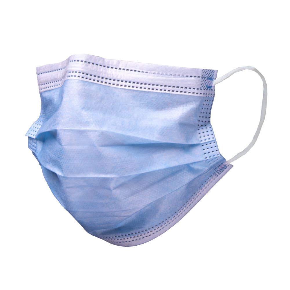 OP Maske, blau, 3-lagig, Typ II, mit Elastikbändern, Basic-Plus