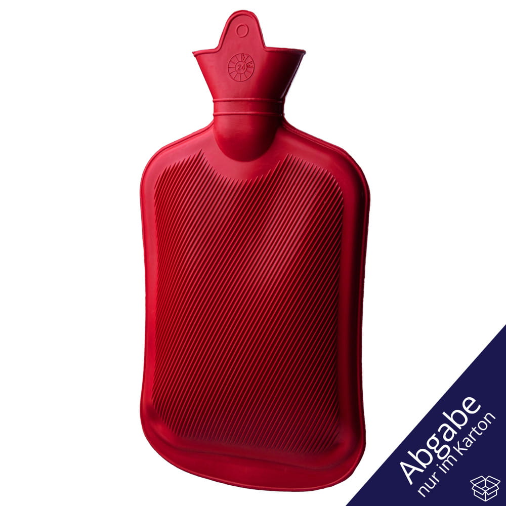 Wärmflasche, rot, Gummi, mit Schraubverschluss