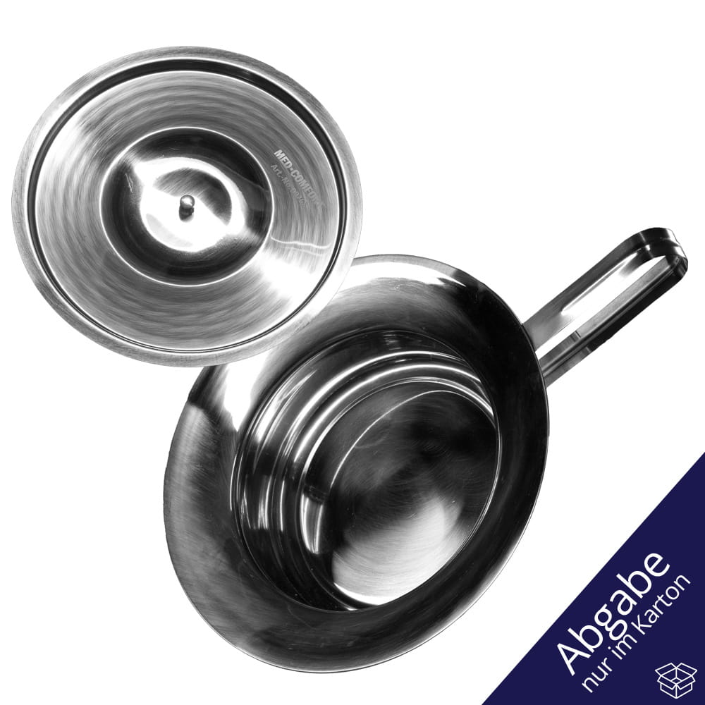 Edelstahl Steckbecken, mit Knopfdeckel, silberglänzend