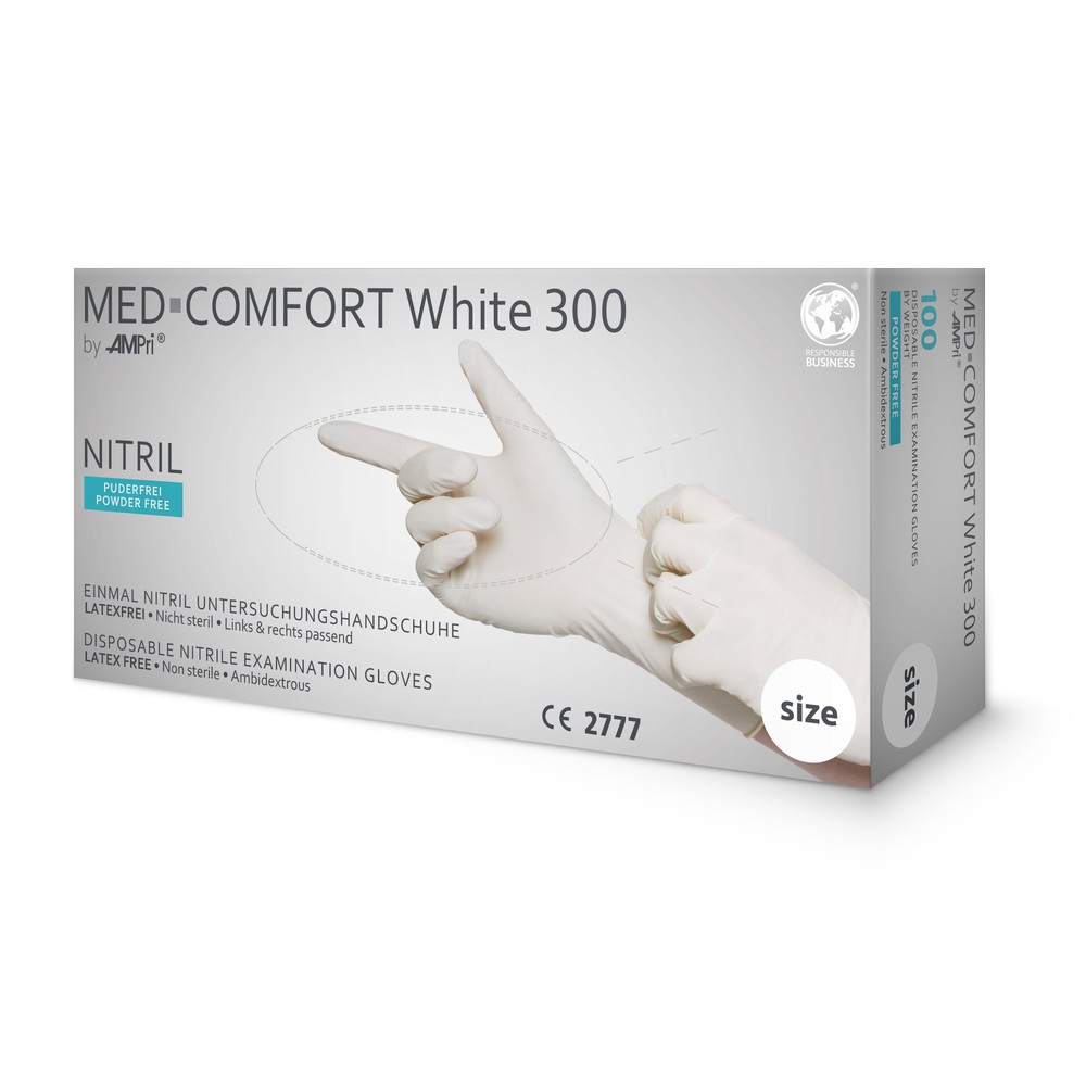 Nitrilhandschuhe, weiß, Größe S, puderfrei, Puracomfort white 300