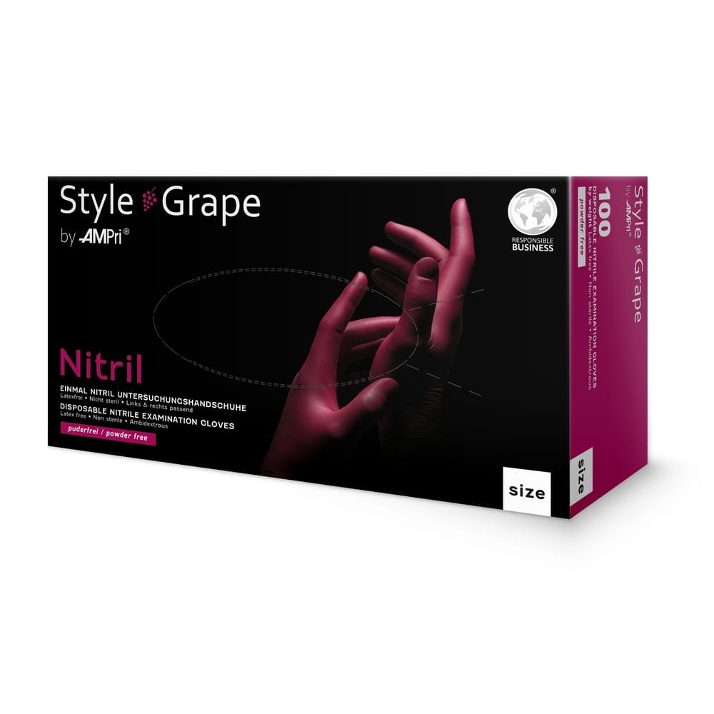 Nitrilhandschuhe, bordeaux, rot, Größe L, puderfrei, Style Grape by Med-Comfort