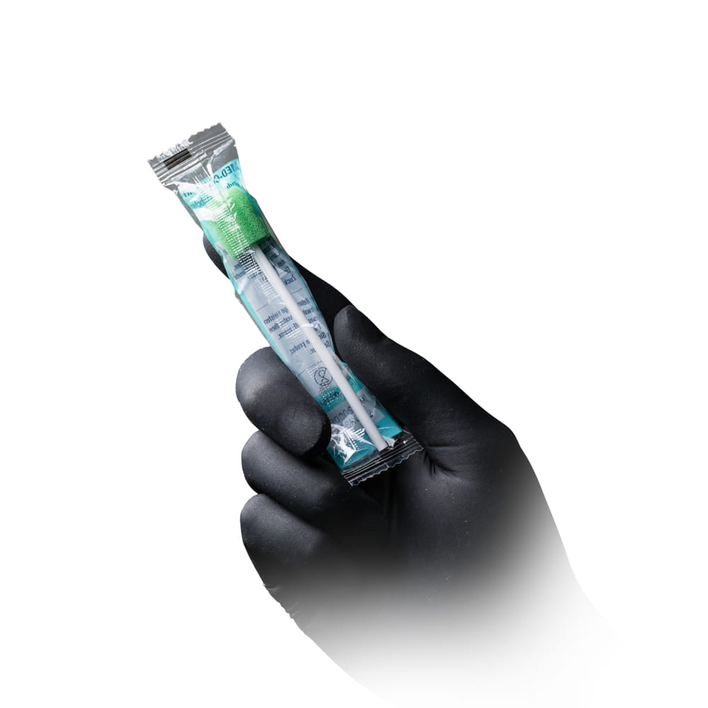 PP Mundpflegestäbchen mit PU Schwamm, 100 mm, Geschmack neutral, Kopf grün, Top-Comfort