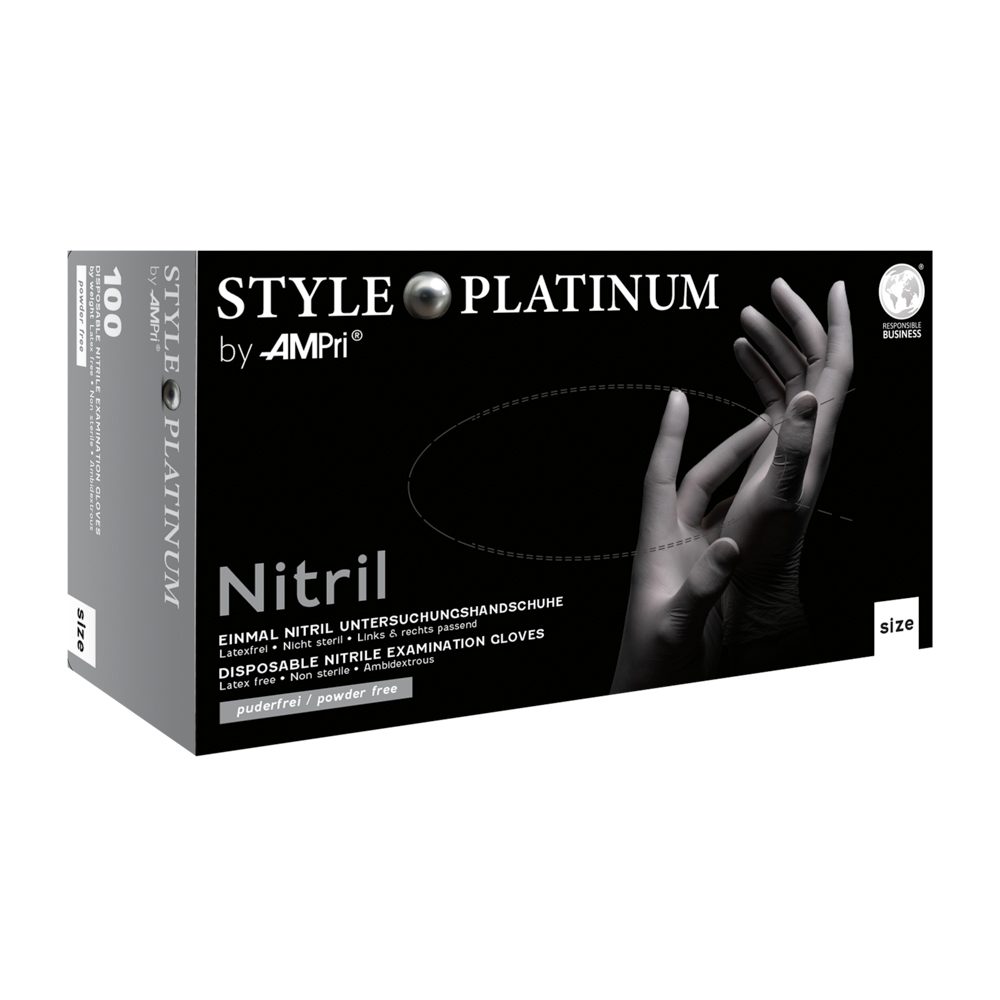 Nitrilhandschuhe, silbergrau, platinum, Größe L, puderfrei, Style PLATINUM by Med-Comfort