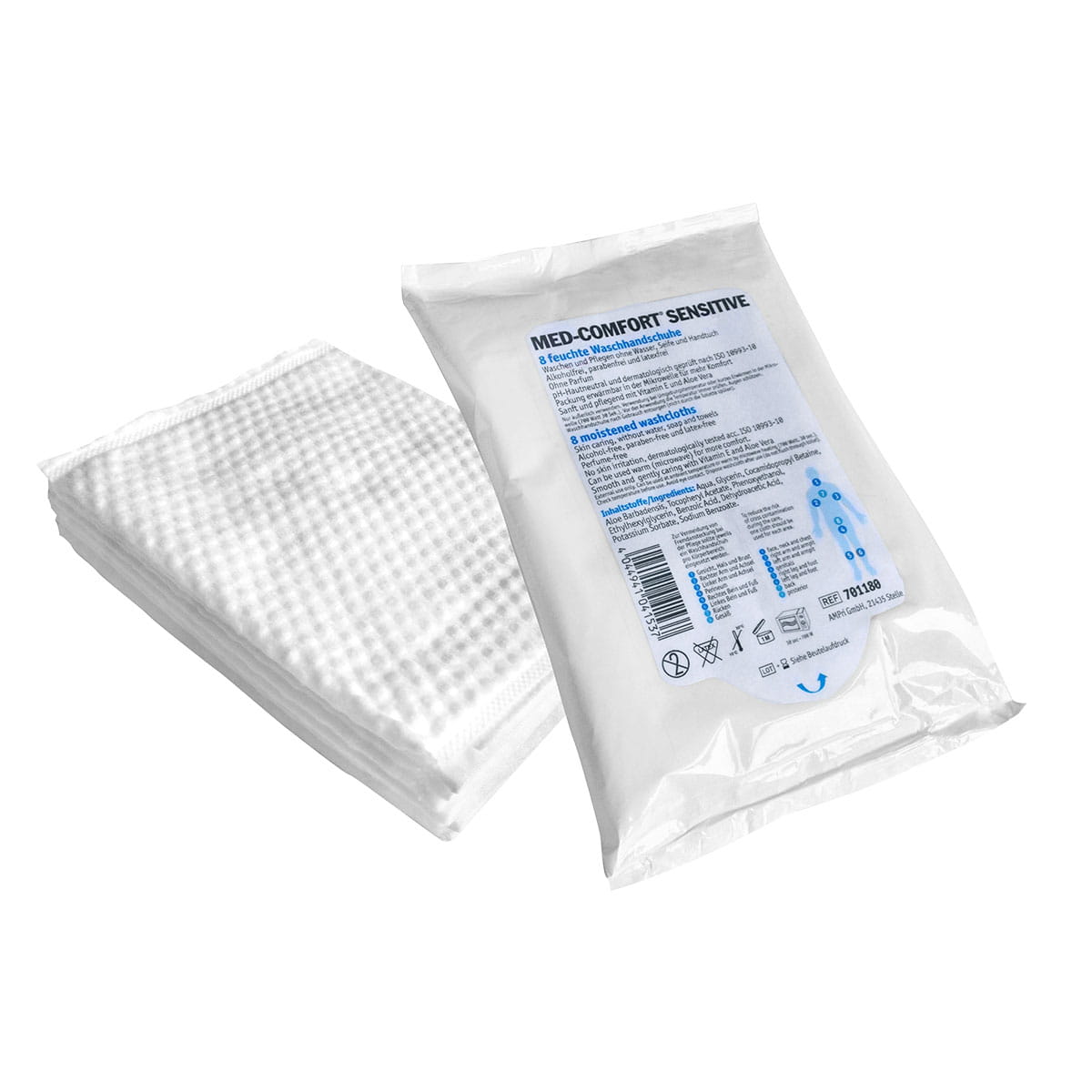 Feuchter Einweg Waschhandschuh, weiß, Spinnvlies, Med-Comfort Feuchter Einweg Waschhandschuh, weiß, Spinnvlies, Med-Comfort