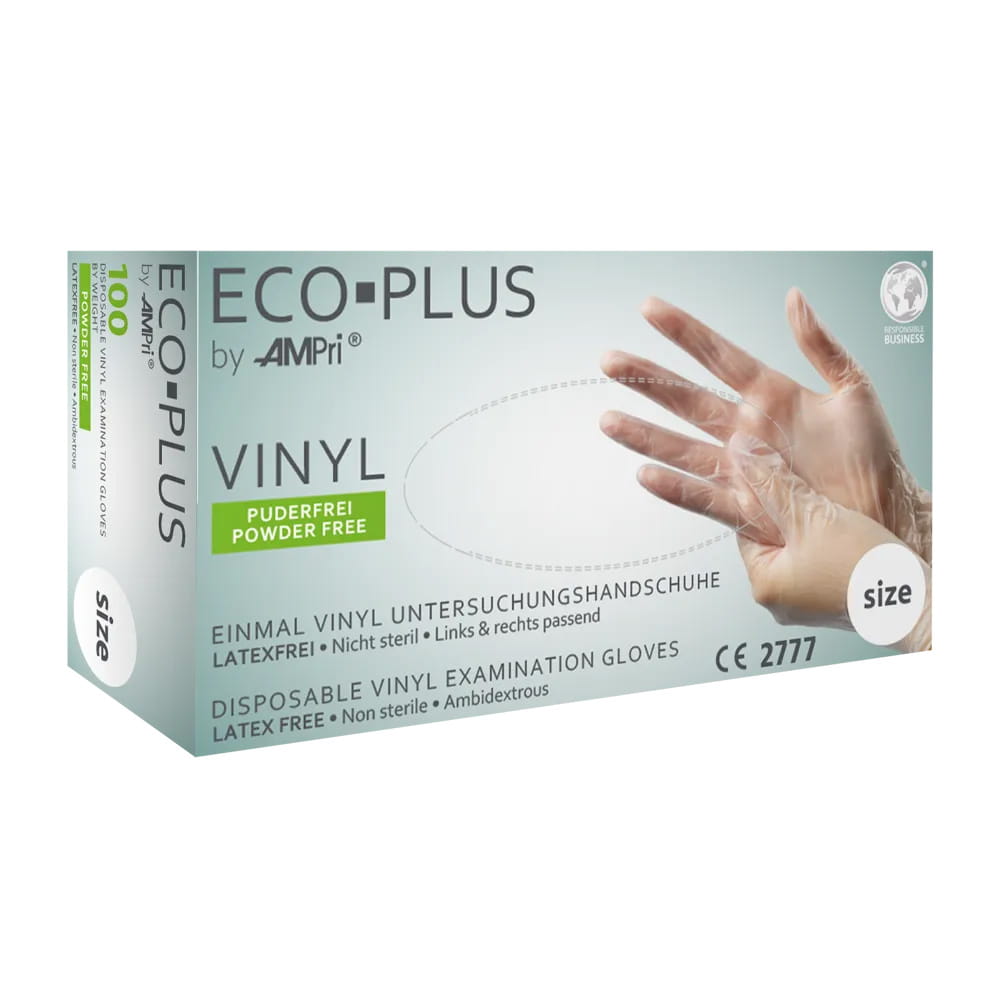 Vinylhandschuhe, weiß, Größe XL, puderfrei, Eco-Plus