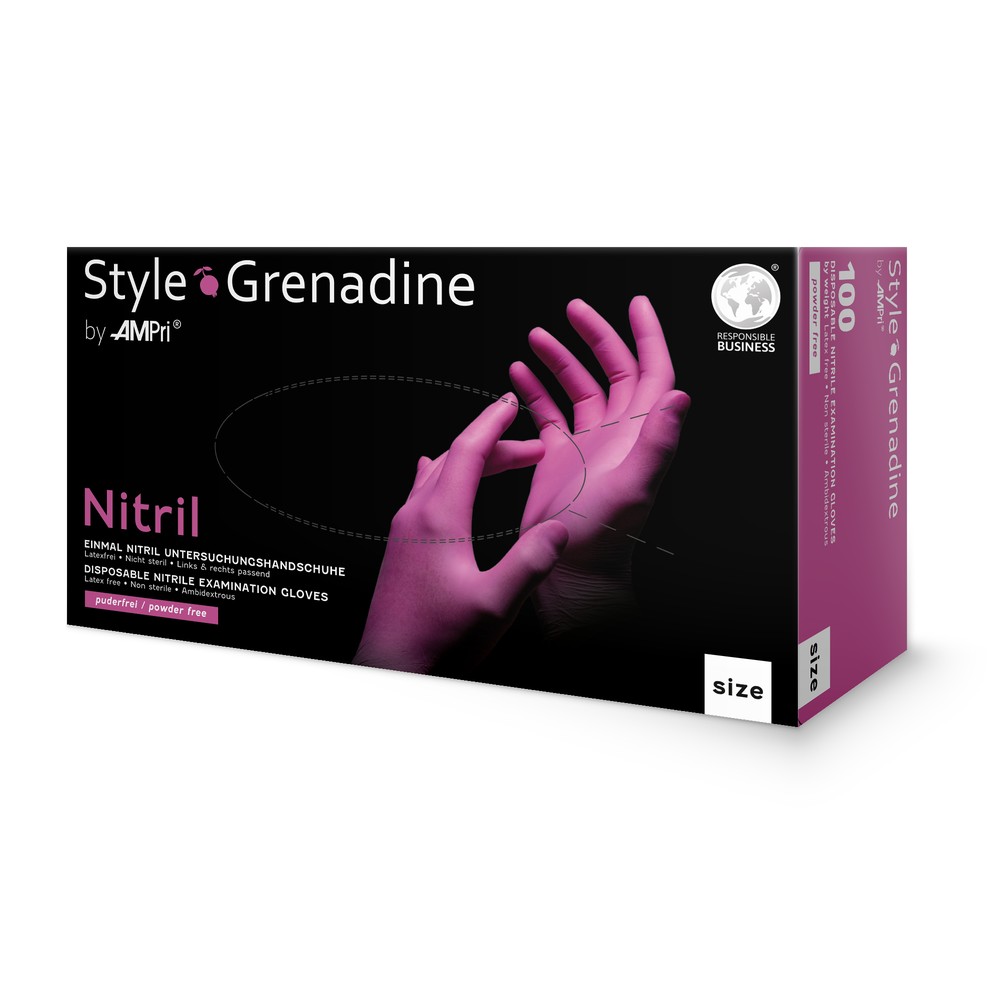 Nitrilhandschuhe, magenta, pink, Größe XL, puderfrei, Style Grenadine by Med-Comfort