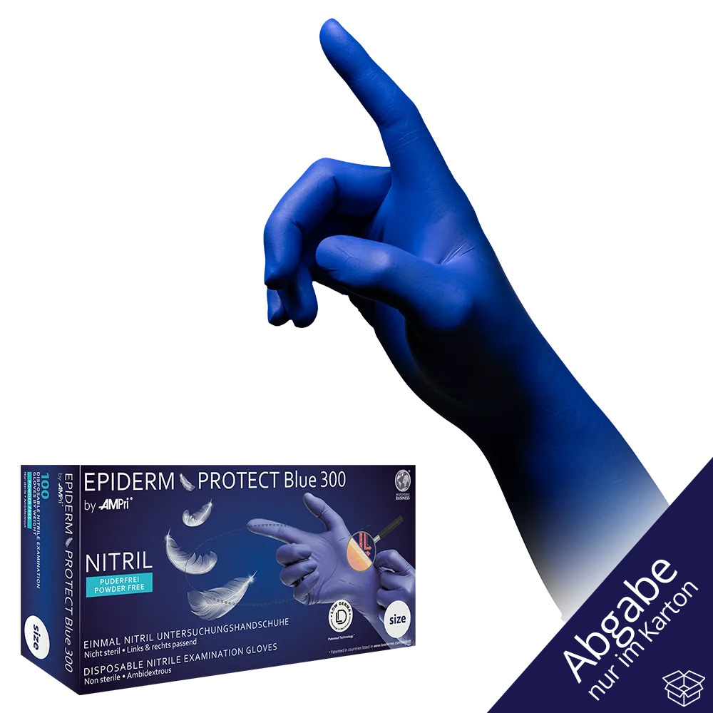 Nitrilhandschuhe, blau, Größe M, puderfrei, Epiderm Protect Blue 300 by Med-Comfort