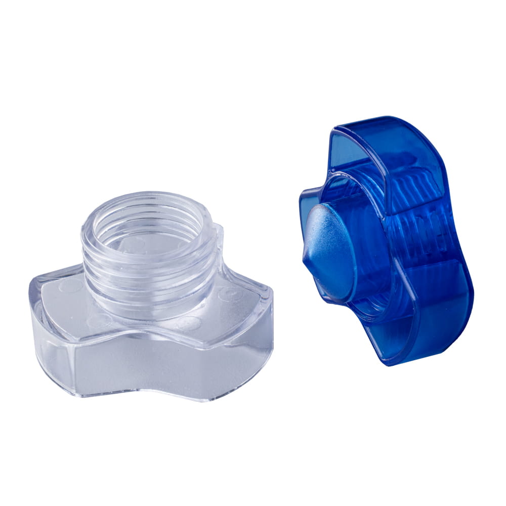 Tablettencrusher, transparent, milchig, blau, Med-Comfort