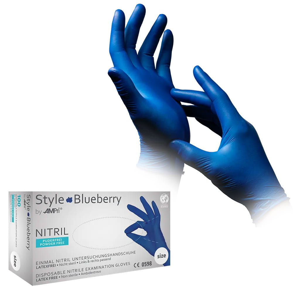Nitrilhandschuhe, dunkelblau, blau, Größe M, puderfrei, Style blueberry by Med-Comfort Nitrilhandschuhe, dunkelblau, blau, Größe M, puderfrei, Style blueberry by Med-Comfort