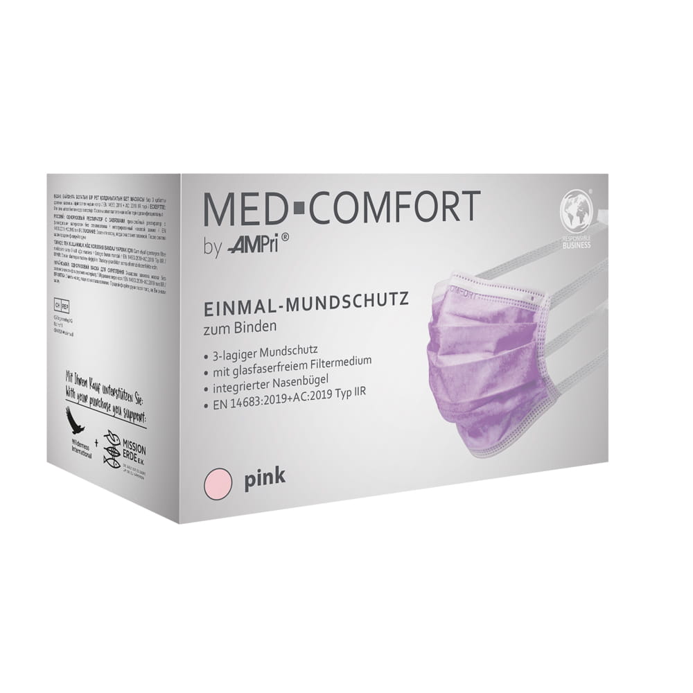 OP Maske zum Binden, pink, Typ IIR, Med-Comfort