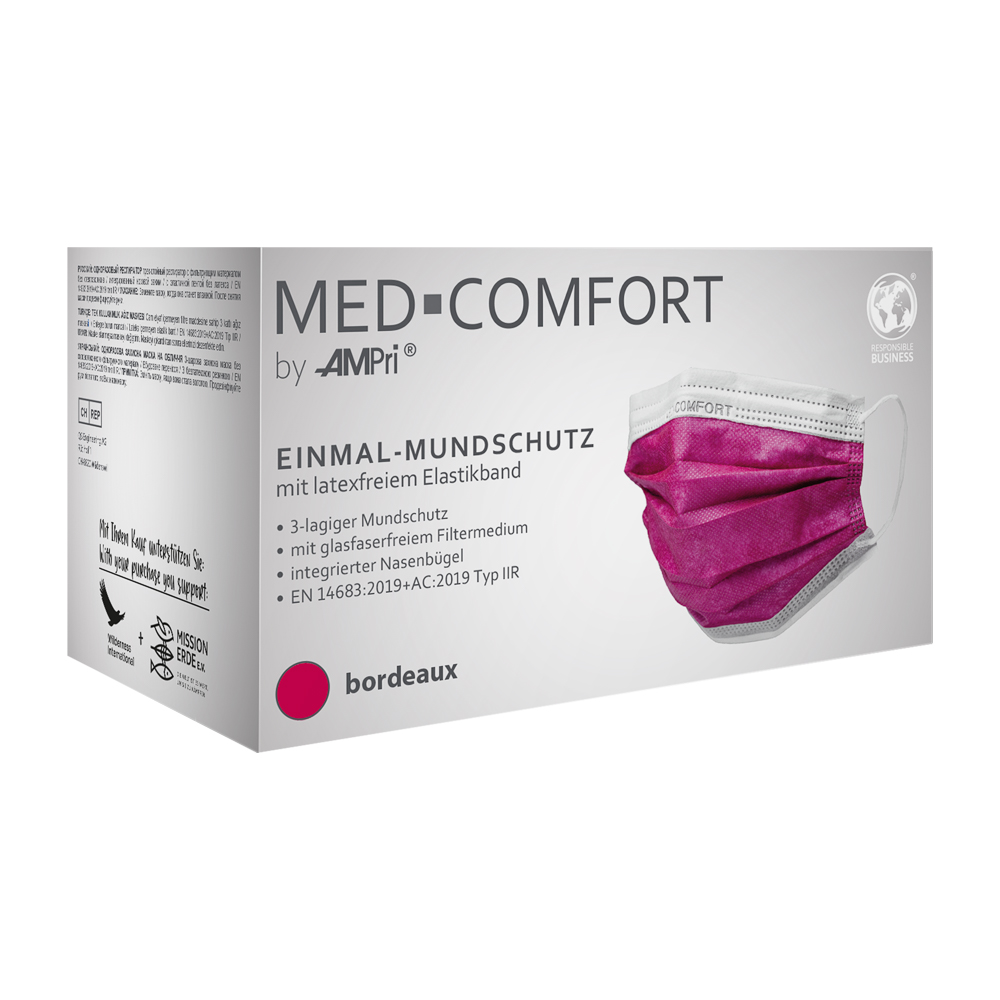 OP Maske, rot, bordeaux, Typ IIR, Med-Comfort