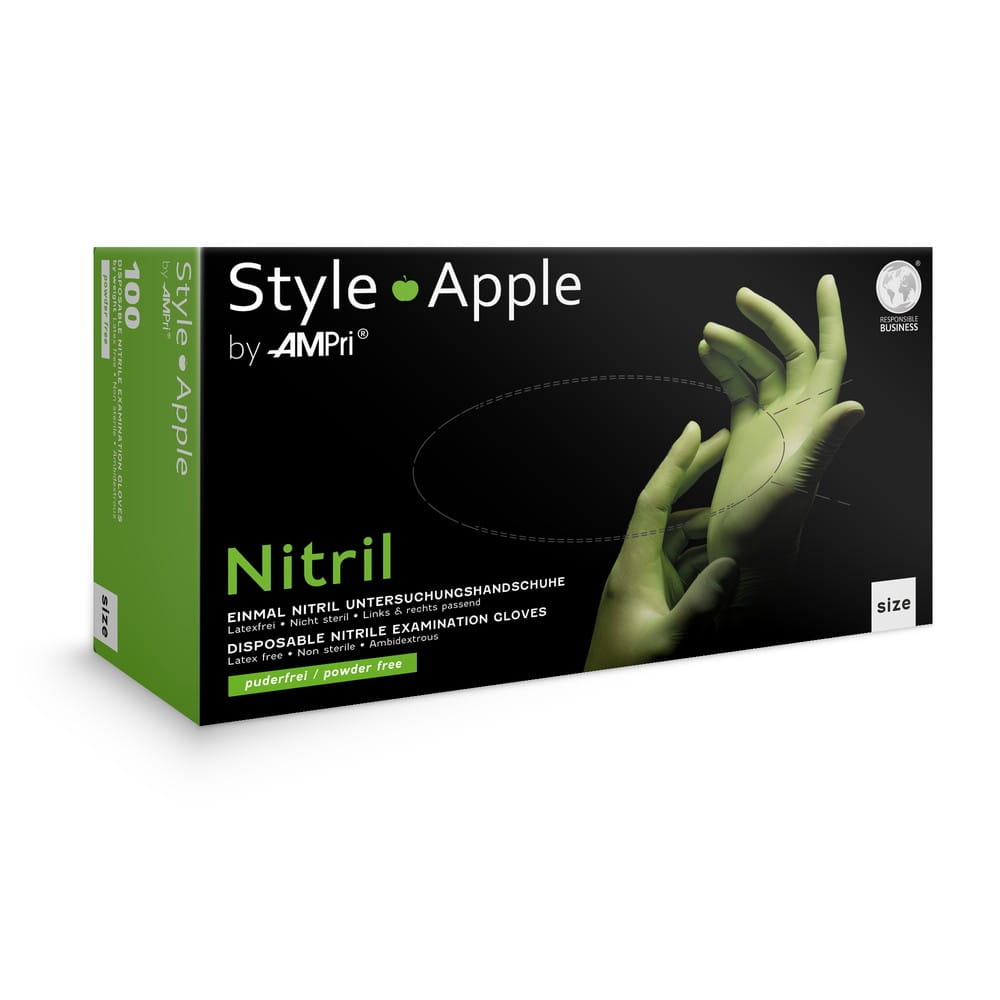 Nitrilhandschuhe, apfelgrün, grün, Größe XL, puderfrei, Style Apple by Med-Comfort