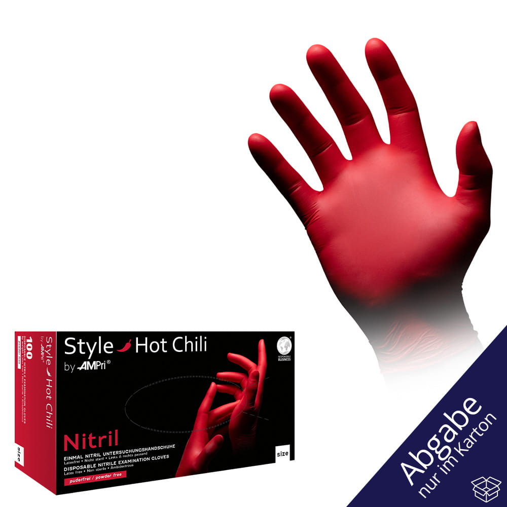 Nitrilhandschuhe, rot, Größe M, puderfrei, Style Hot Chili by Med-Comfort