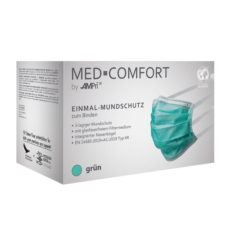 OP Maske zum Binden, grün, Typ IIR, Med-Comfort