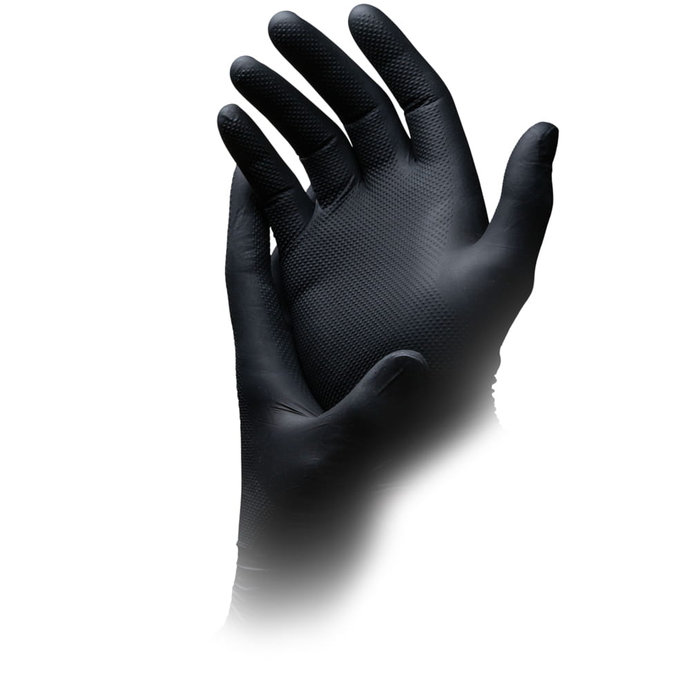 High Grip Einmalhandschuh aus Nitril, Größe XL, schwarz, SolidSafety